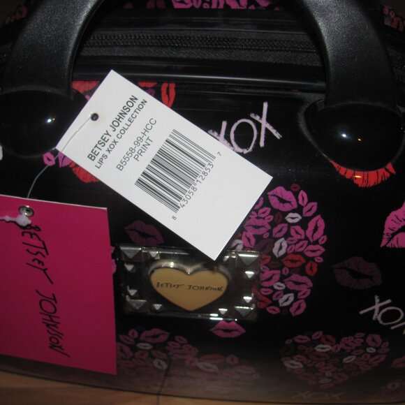 Betsey Johnson Make Up / Cosmetic Hard Shell ABS Case. 11" with Zippers. NEW - Picture 7 of 10